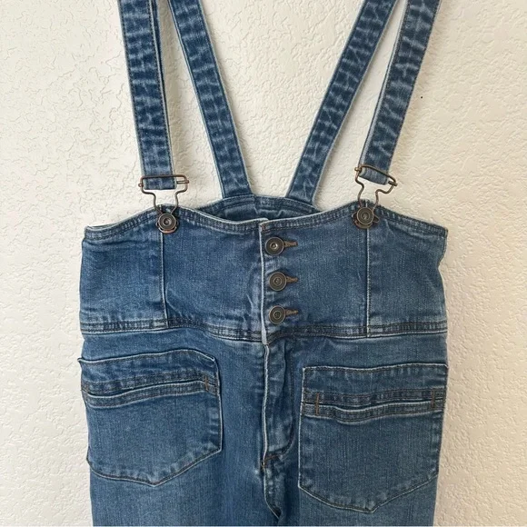 Free People Penrose High Waisted Denim Overalls - Picture 9 of 12